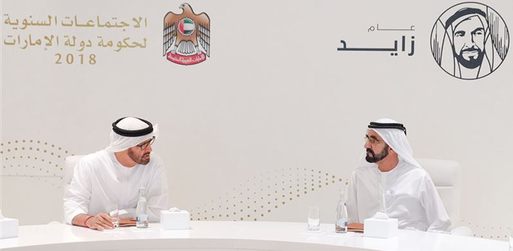 محمد بن راشد ومحمد بن زايد يترأسان اجتماعاً لأولياء العهود