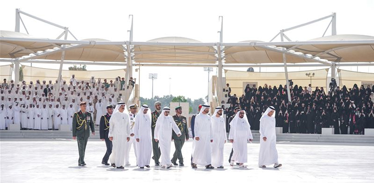 محمد بن راشد ومحمد بن زايد وحكام الإمارات وأولياء العهود يشهدون مراسم "يوم الشهيد" في واحة الكرامة