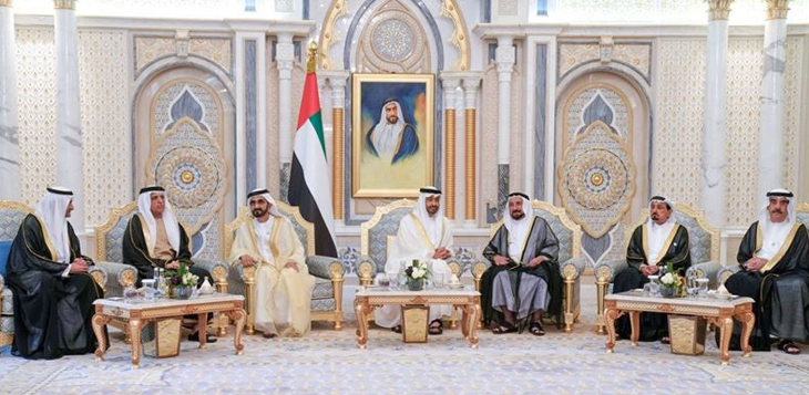 محمد بن راشد ومحمد بن زايد يستقبلان أعضاء المجلس الأعلى للاتحاد وأولياء العهود ونواب الحكام