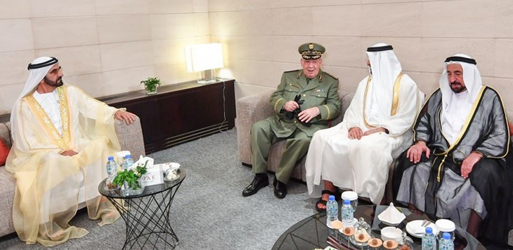 محمد بن راشد ومحمد بن زايد والحكام يلتقون رئيس الأركان الجزائري