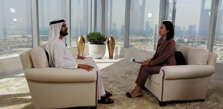 تلفزيون الصين المركزي يبث مقابلة موسعة مع محمد بن راشد آل مكتوم